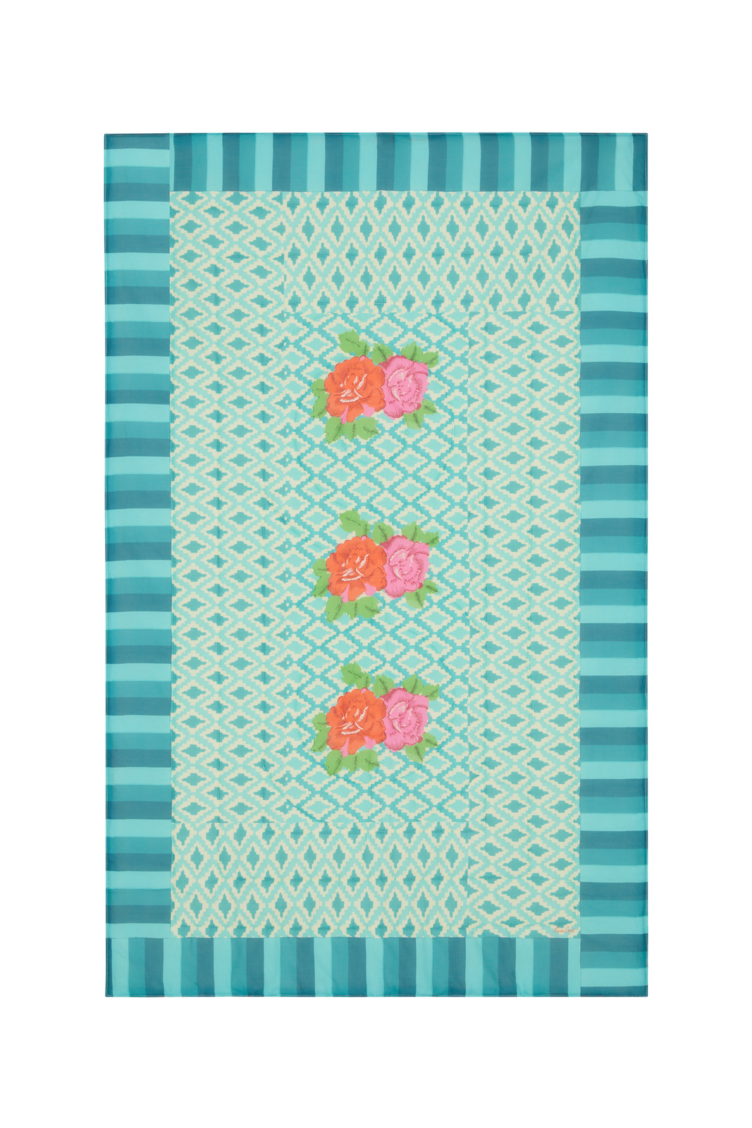 reversible quilt 100x180cm--hima big flower turquoise