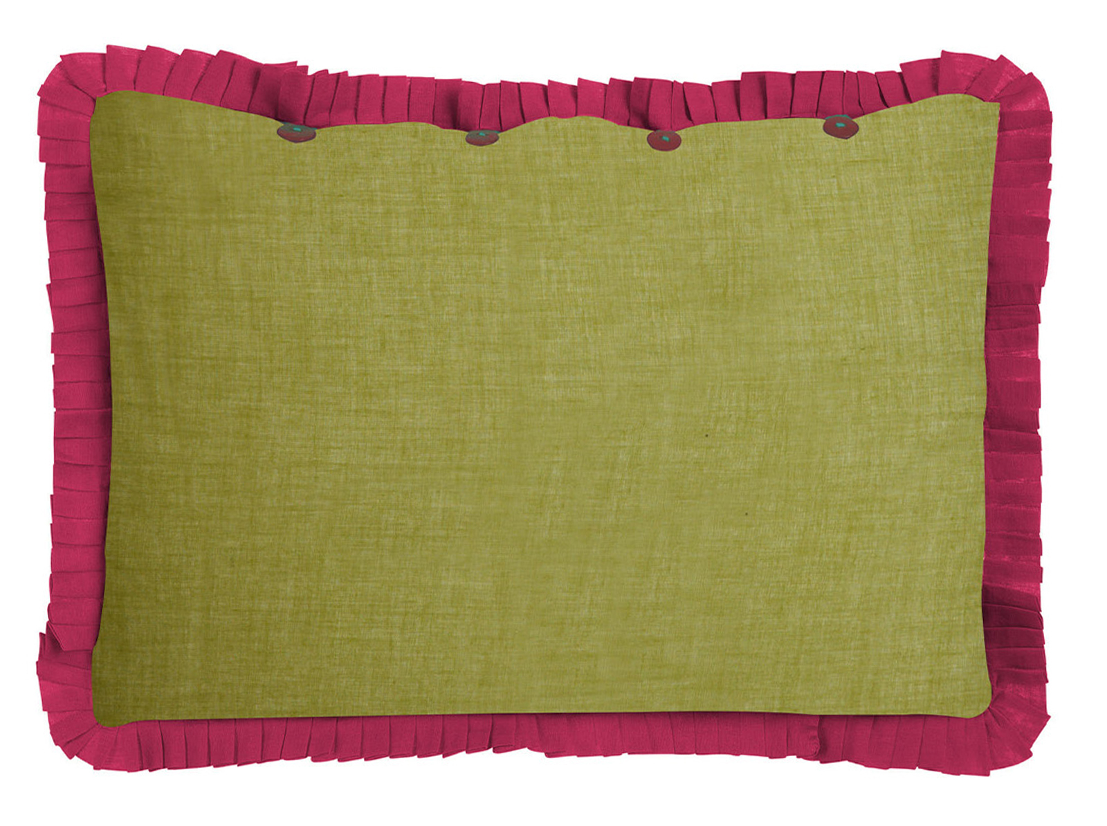 federa organza 35x50cm--leaves green purple