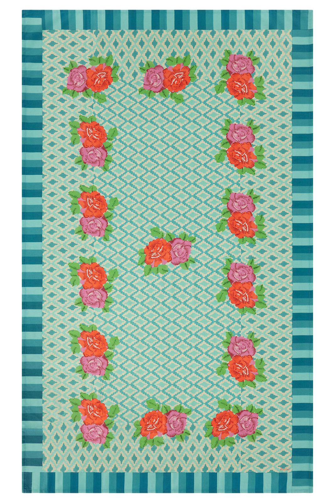 cotton cloth 140x240cm--hima big flower turquoise