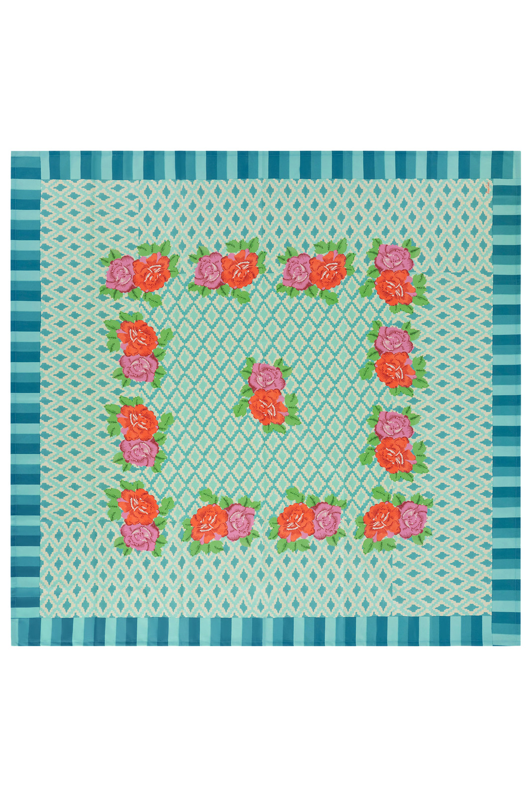 cotton cloth 180x180cm--hima big flower turquoise