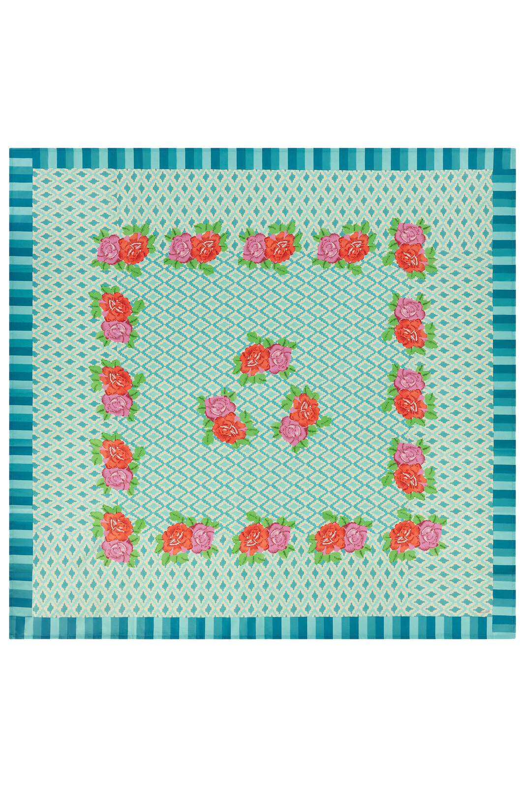 cotton cloth 220x220cm--hima big flower turquoise