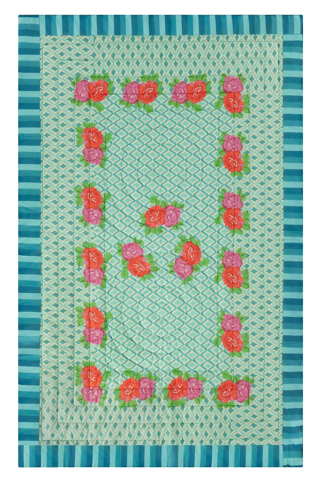 reversible quilt 180x270cm--hima big flower turquoise