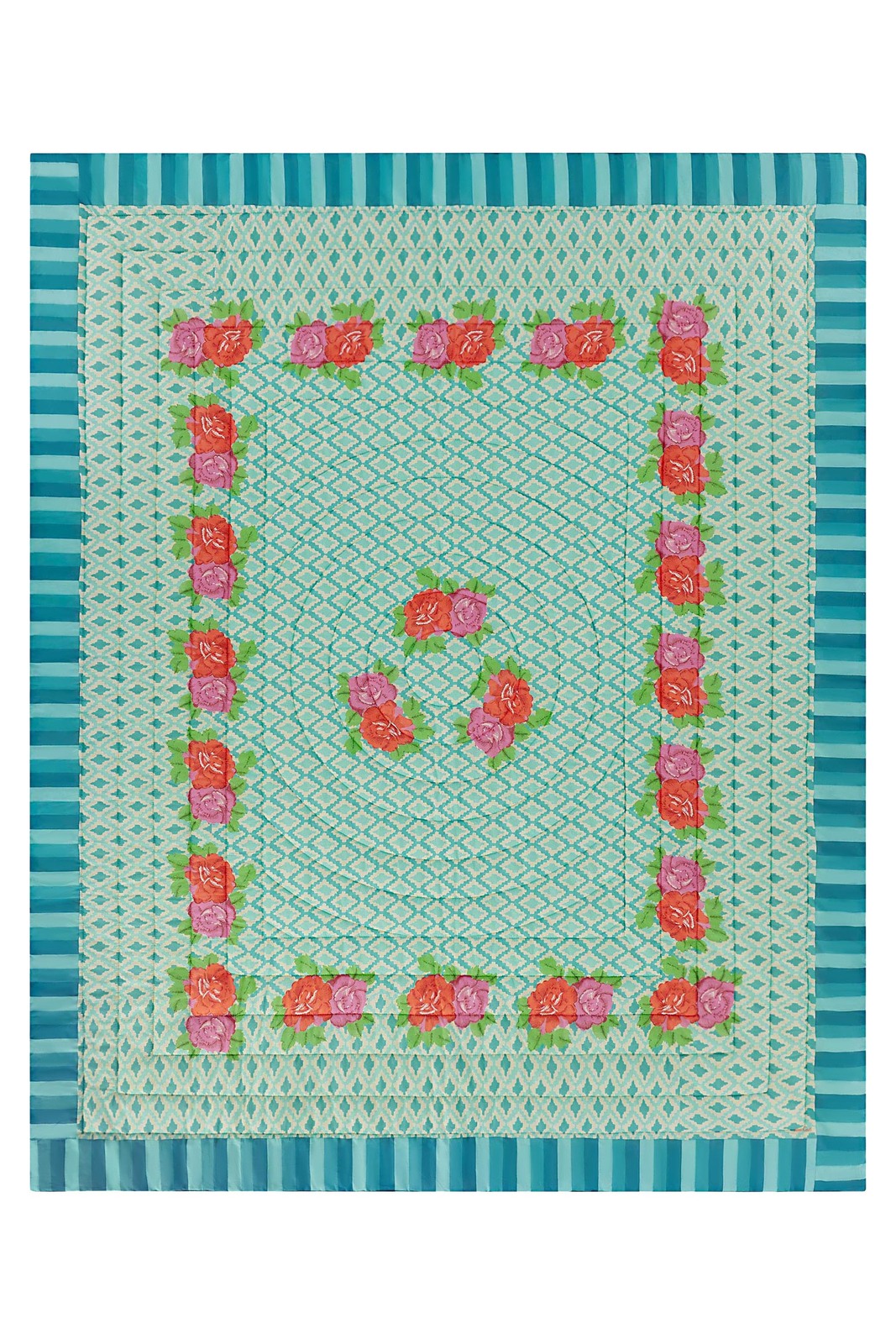 reversible quilt 220x270cm--hima big flower turquoise