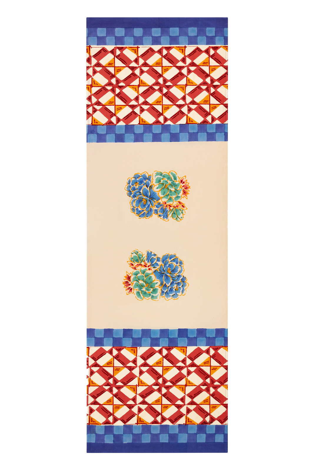 cotton runner 50x150cm--positano red tiles