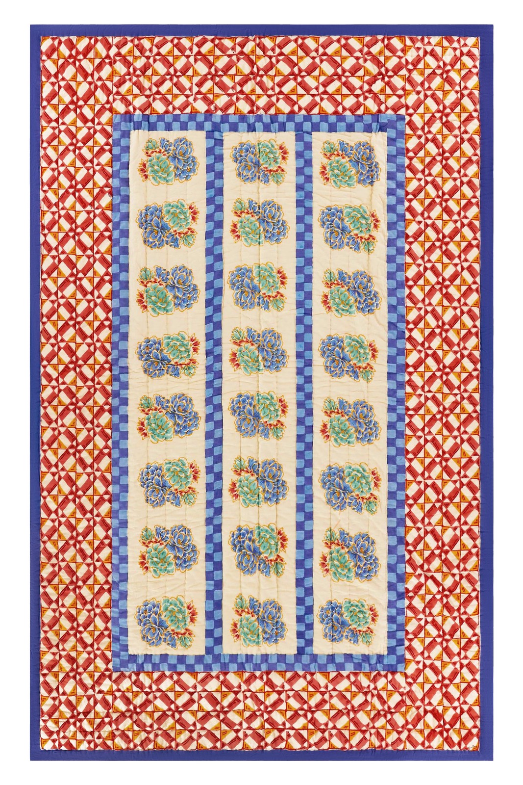 reversible quilt 180x270cm--positano red tiles