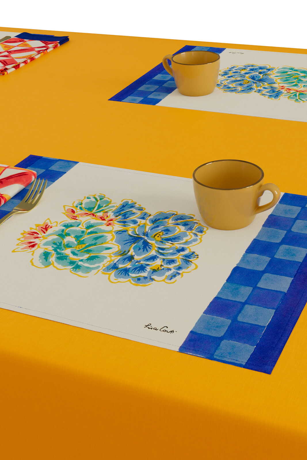 set of 2 cotton placemats 35x48cm--positano red tiles 