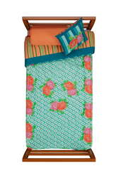 reversible quilt 180x270cm--hima big flower turquoise