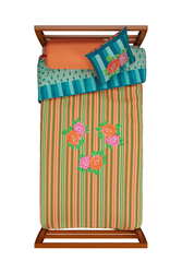 reversible quilt 180x270cm--hima big flower turquoise