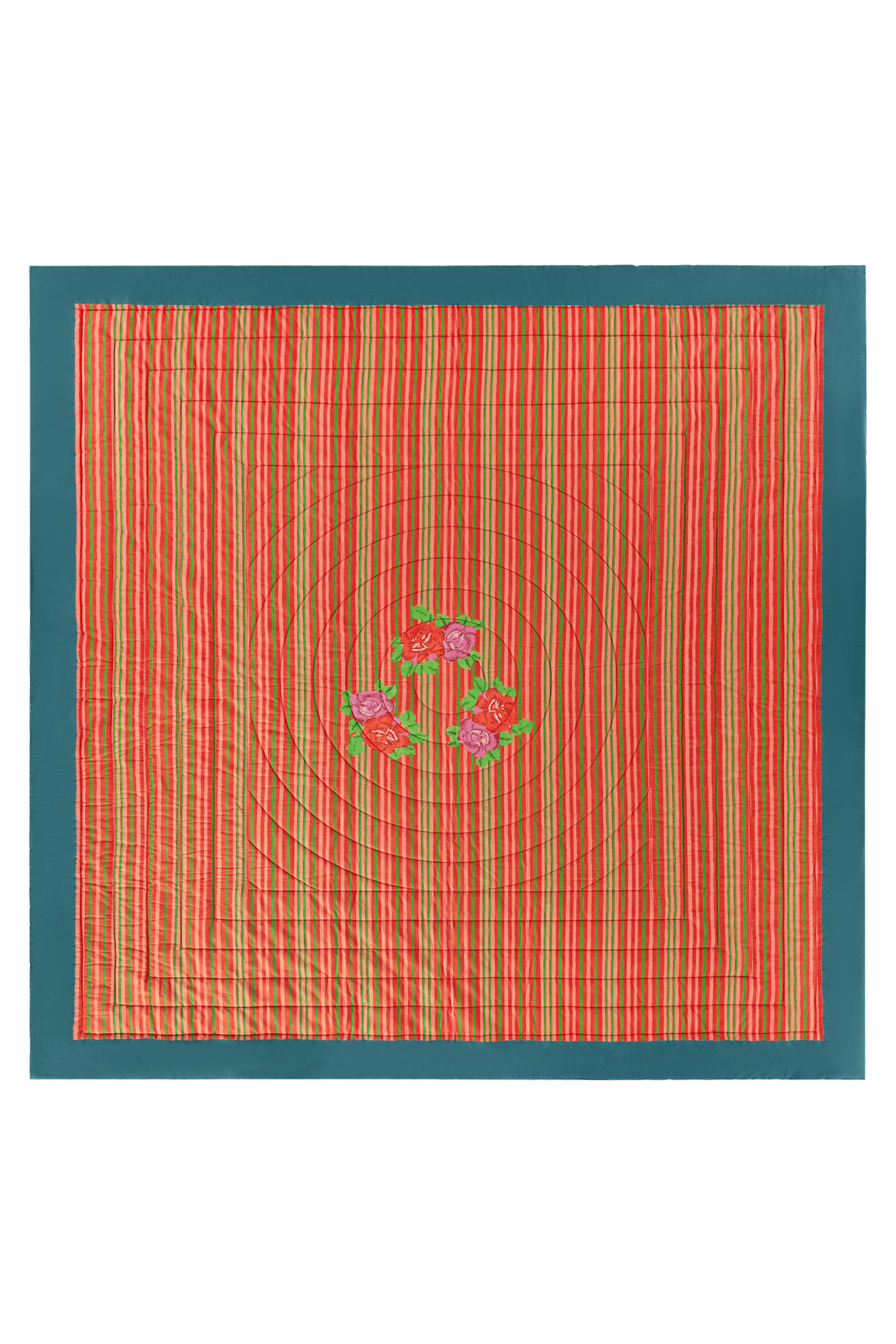 reversible quilt 250x270cm--hima big flower turquoise