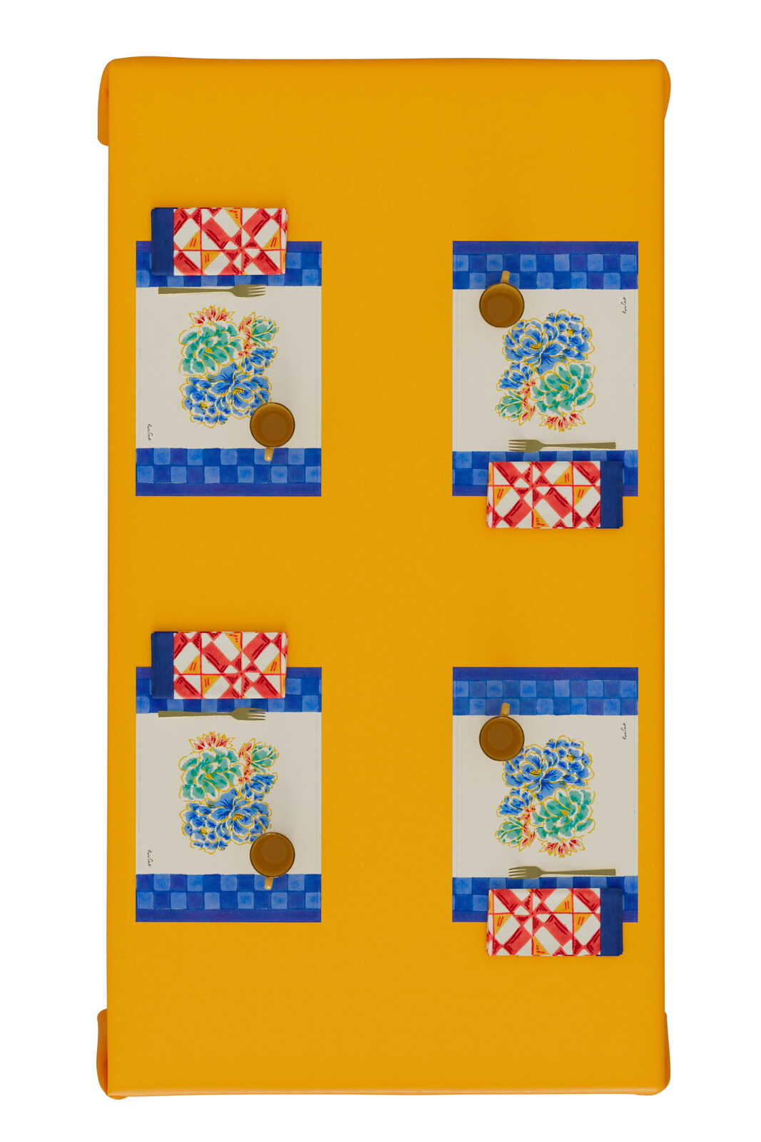 set of 2 cotton placemats 35x48cm--positano red tiles 