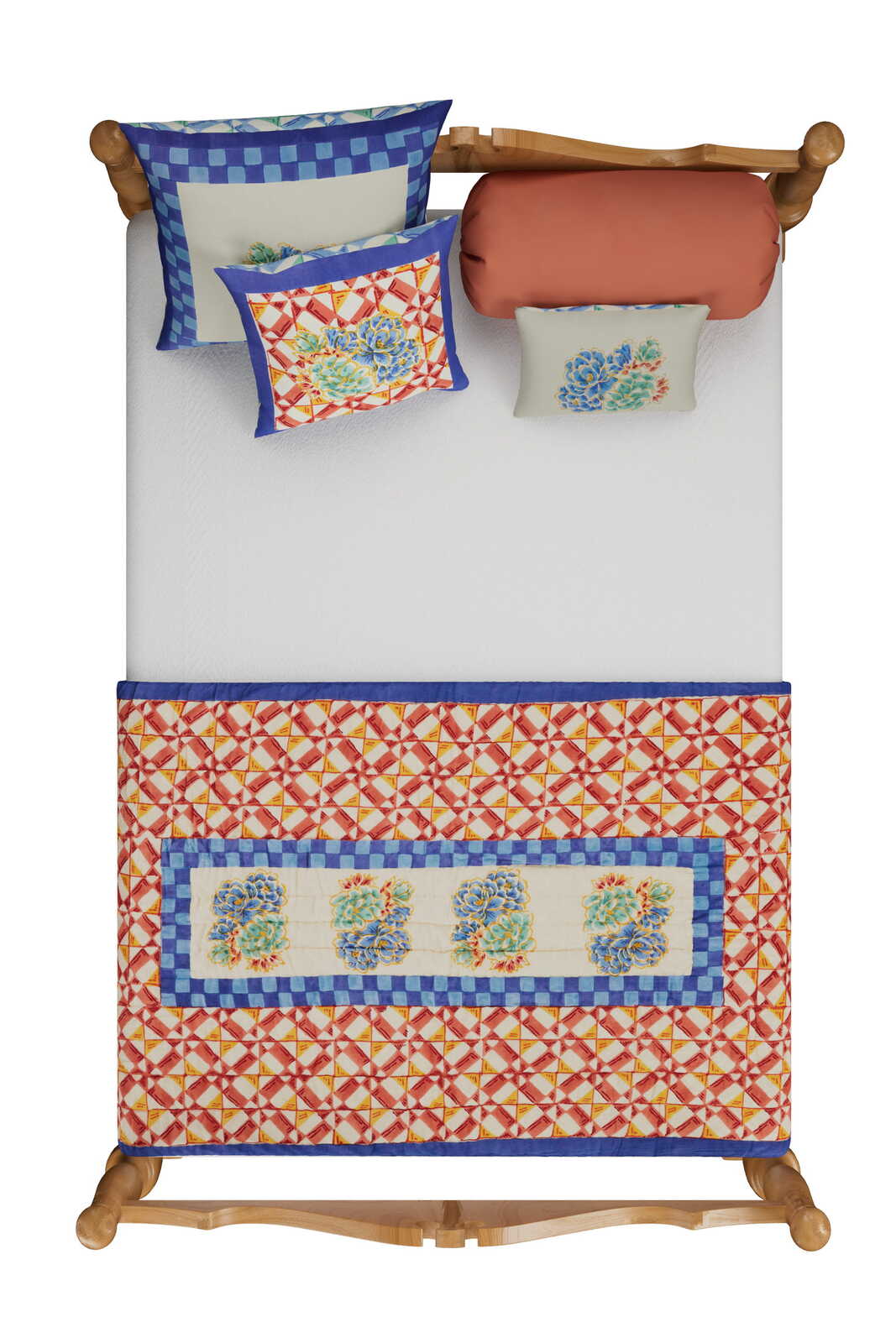 cotton cushion cover 45x45cm--positano red tiles