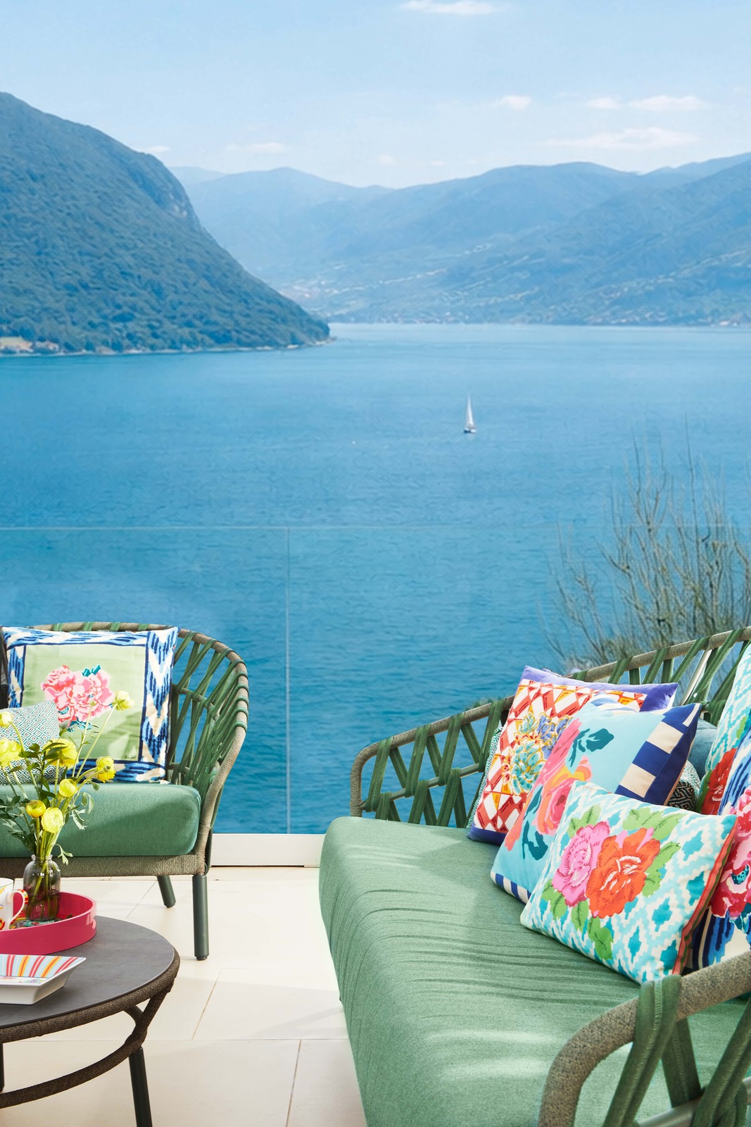 cotton cushion 30x40cm--hima big flower turquoise