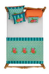 cotton cushion 30x40cm--hima big flower turquoise