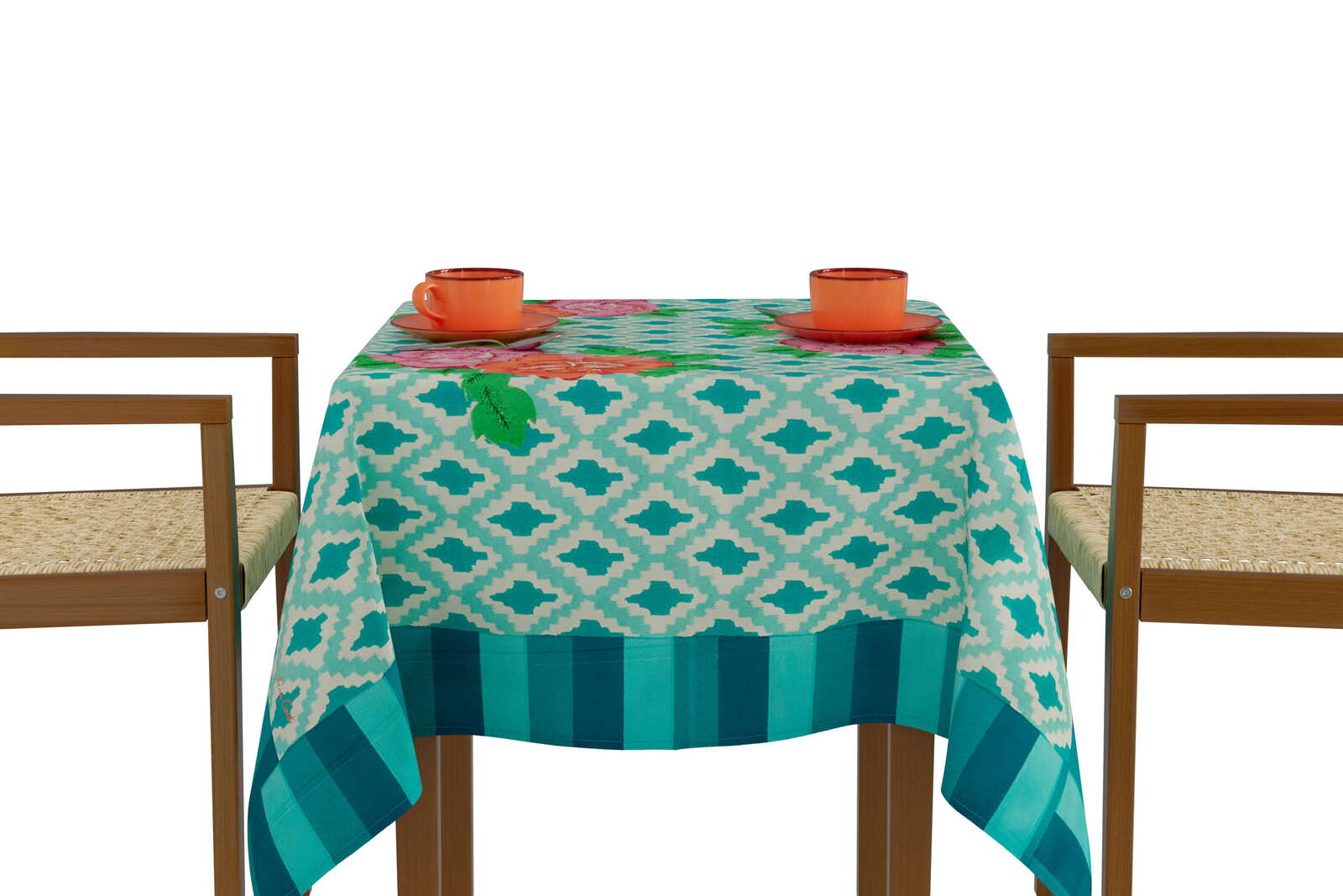 cotton cloth 110x110cm--hima big flower turquoise