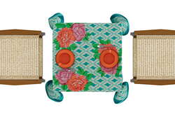 cotton cloth 110x110cm--hima big flower turquoise