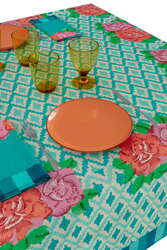 cotton cloth 250x270cm--hima big flower turquoise