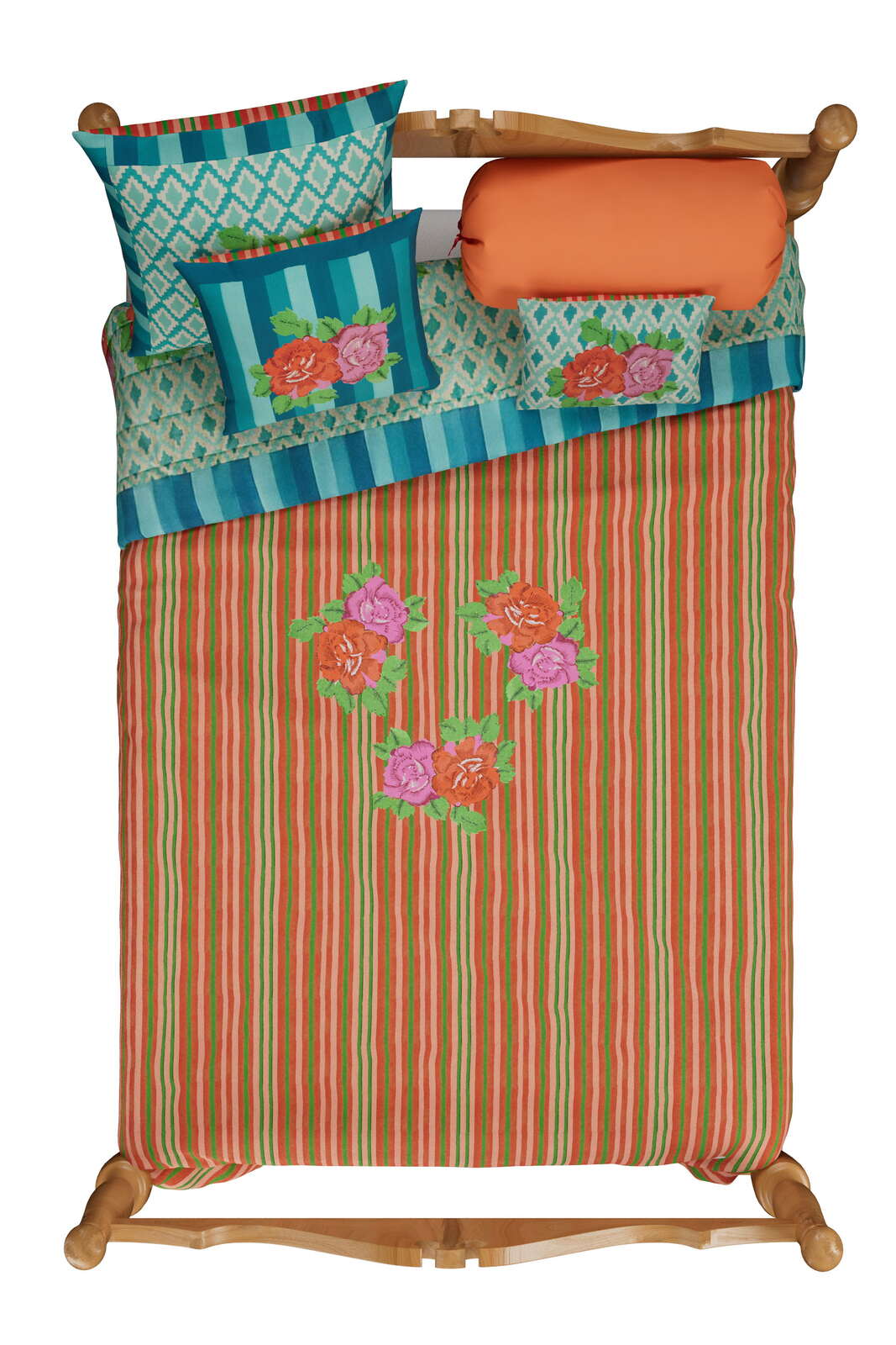 reversible quilt 220x270cm--hima big flower turquoise