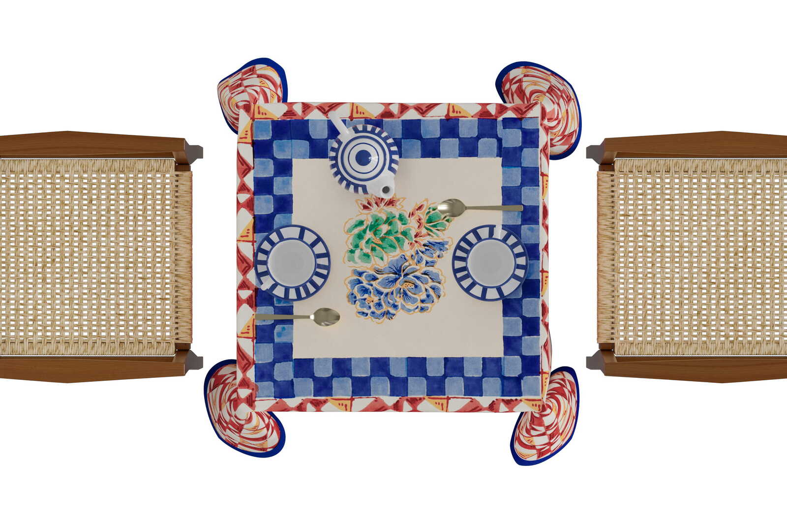 telo cotone 110x110cm--positano red tiles