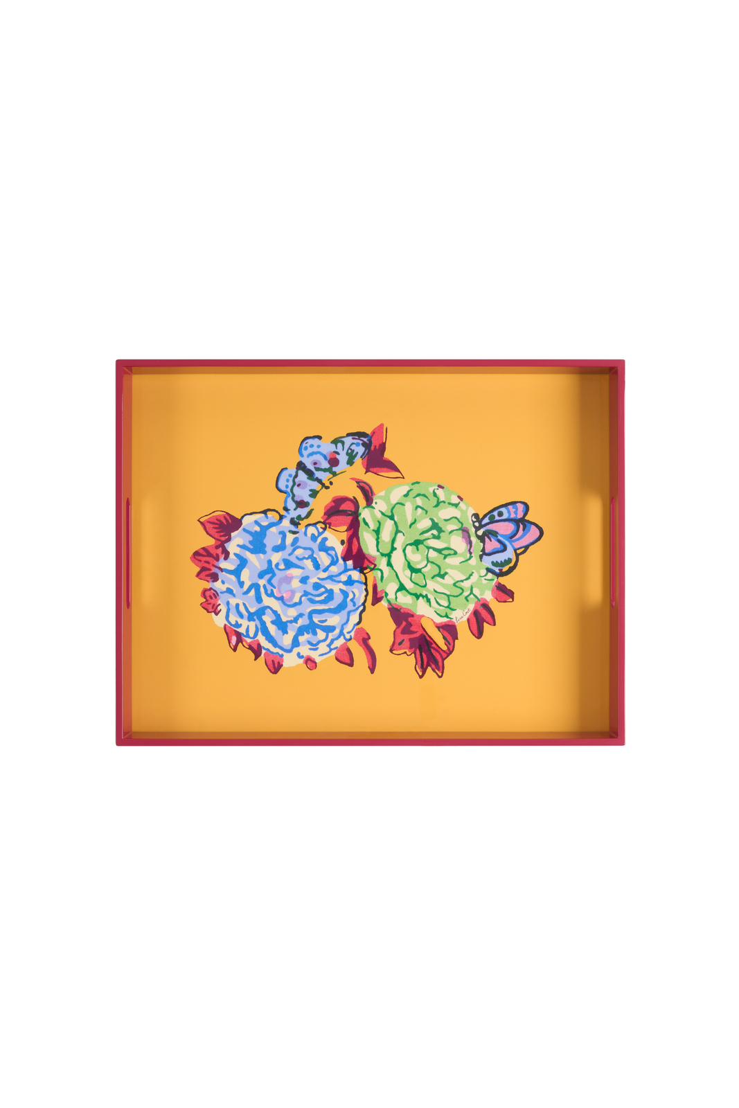 rectangular tray--queen flower gold