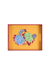 rectangular tray--queen flower gold