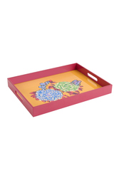 rectangular tray--queen flower gold