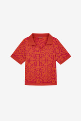 polo shirt--damask design orange