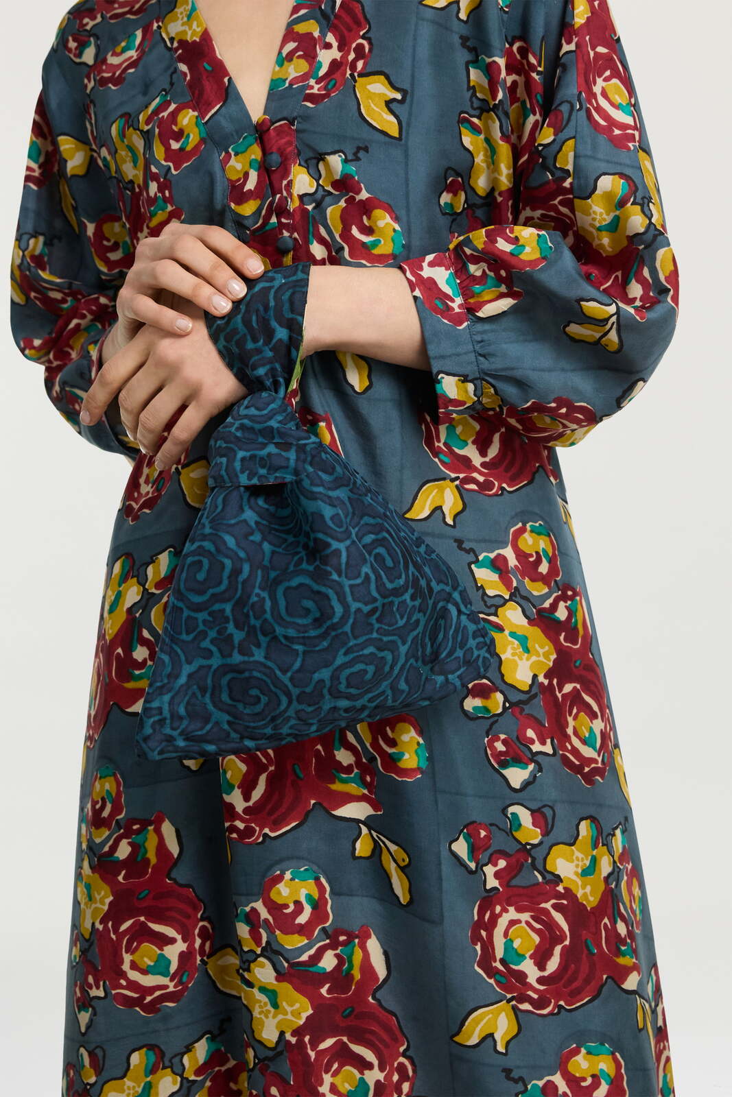 knot bag silk--orihime roses green gold
