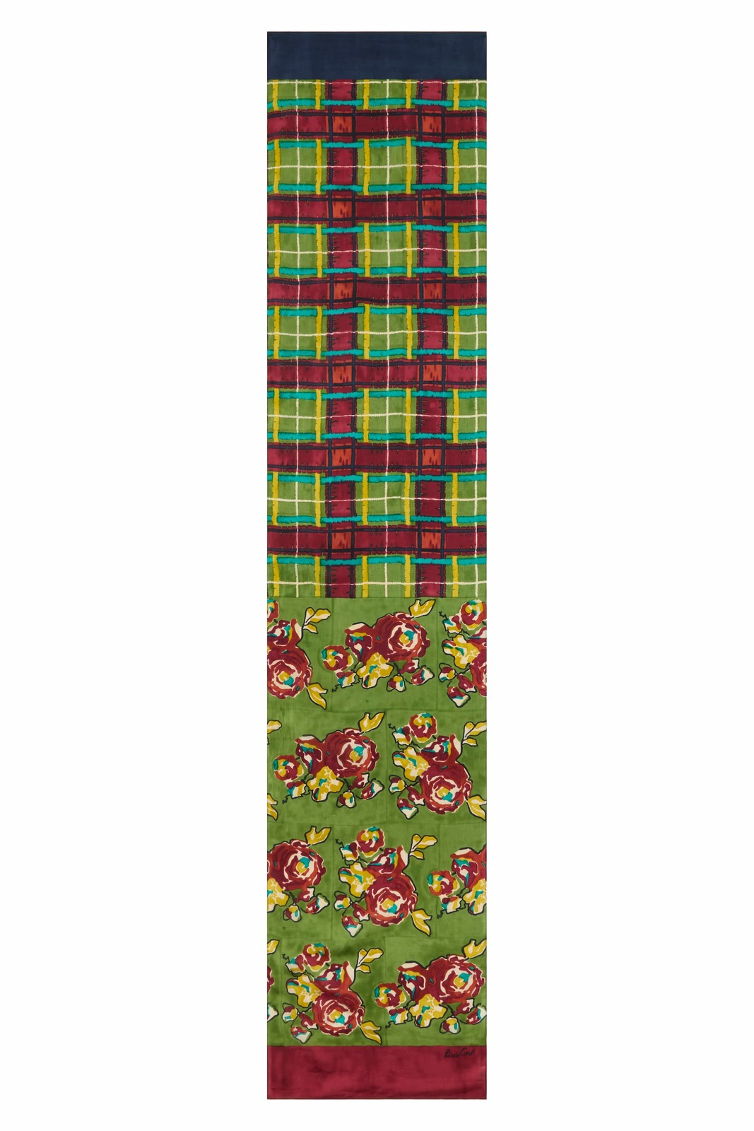 bow 38x180 habutai silk--orihime tartan olive green