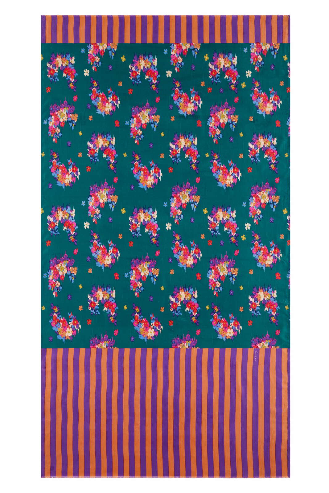 shawl silk 100x200--ginza bouquet forest