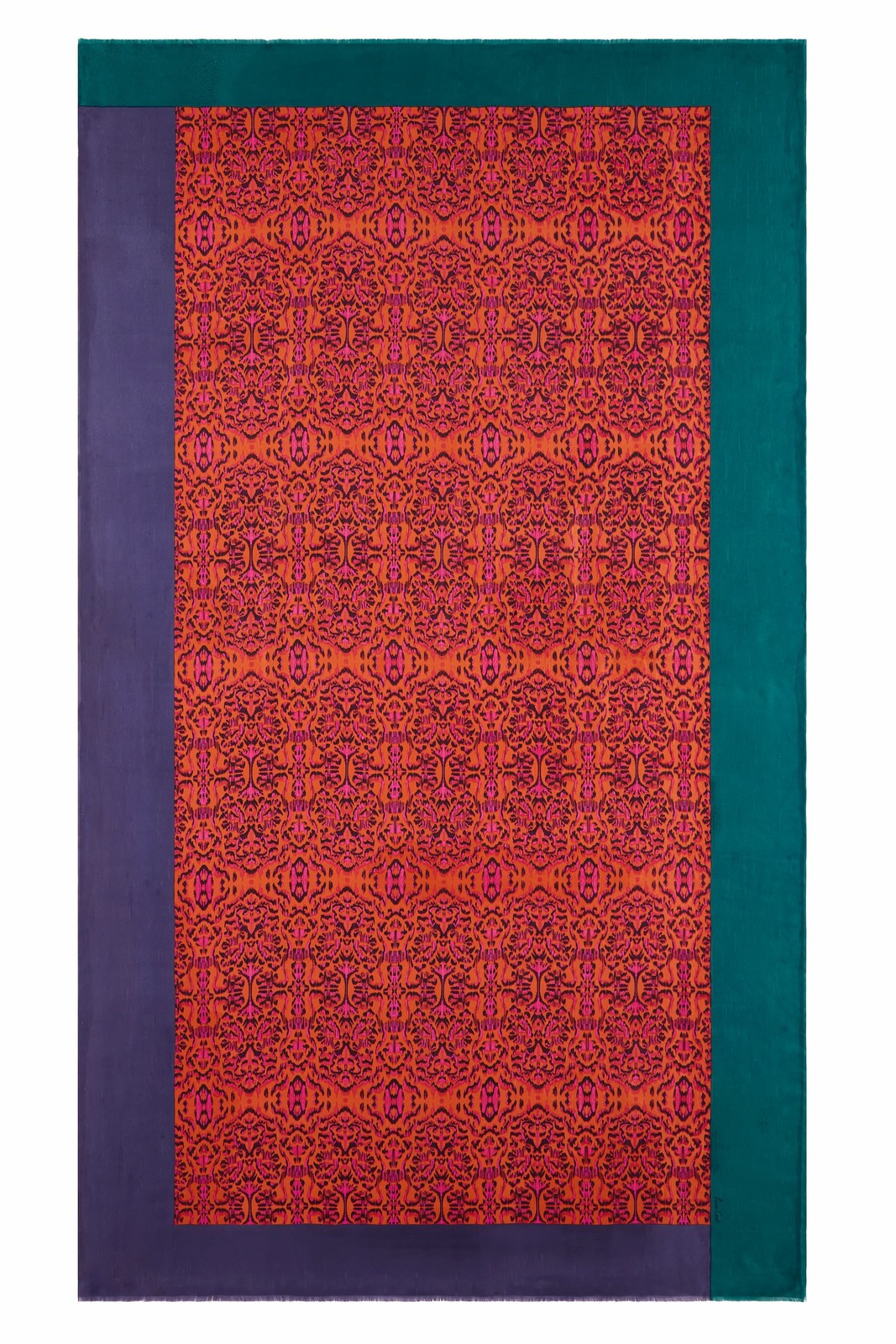 scialle in seta 100x200cm--kasuri damask rust