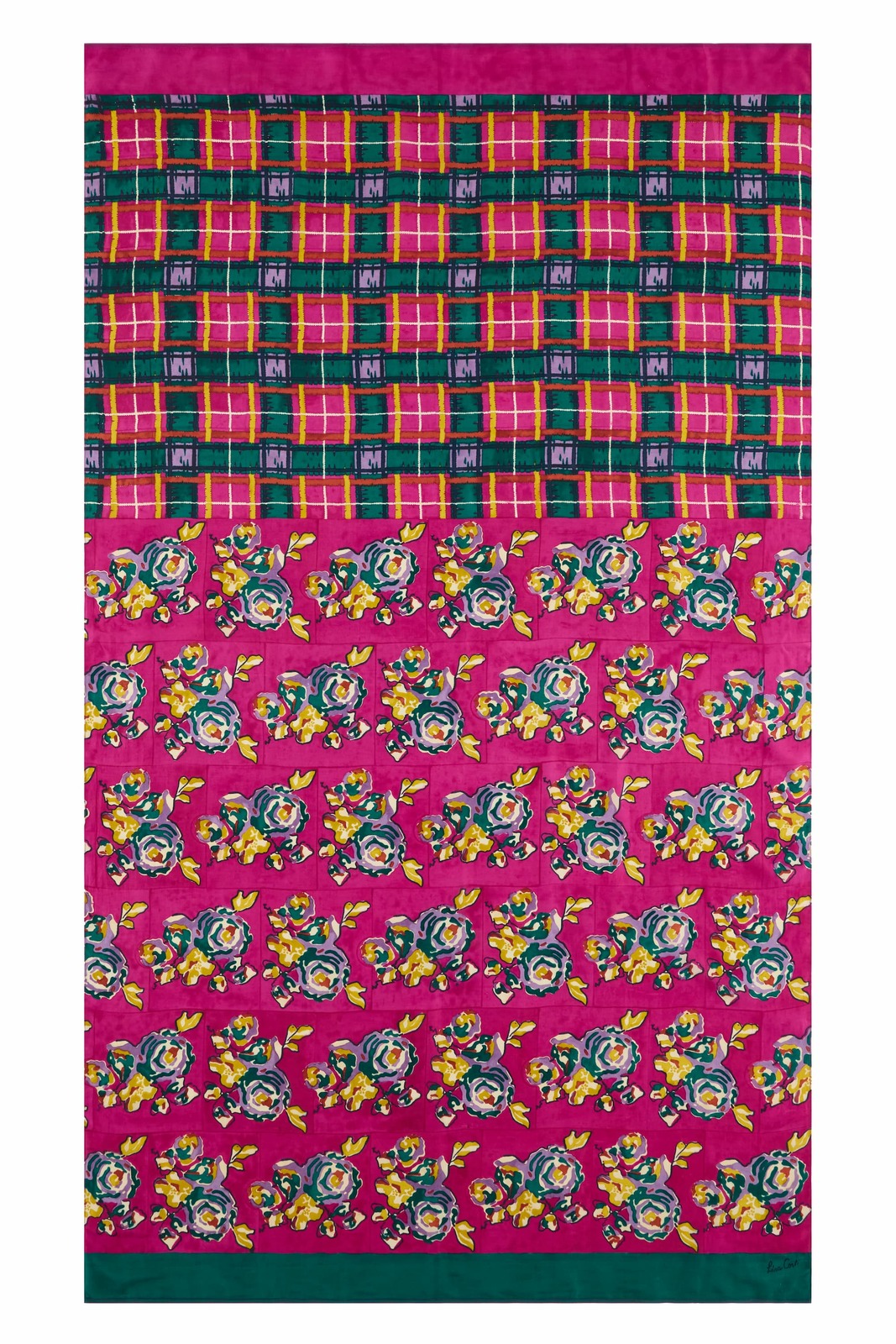 shawl silk 100x200cm--orihime tartan fuxia
