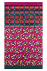 shawl silk 100x200cm--orihime tartan fuxia