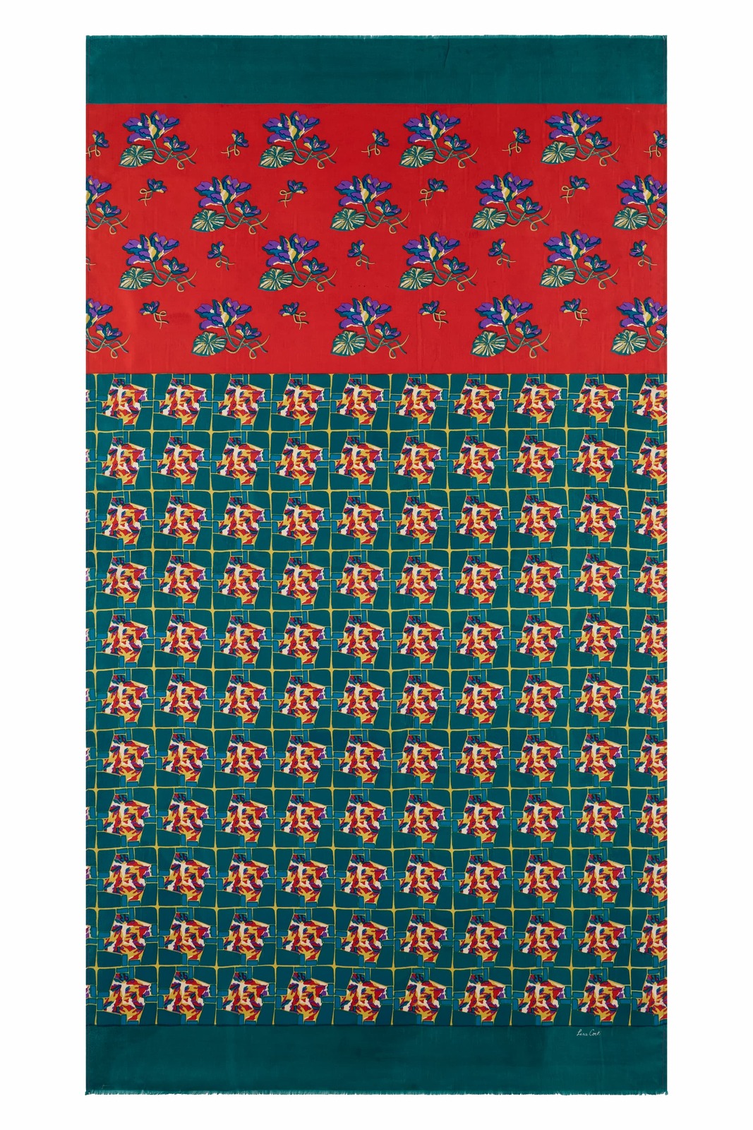 shawl silk 100x200cm--shibuia flower red