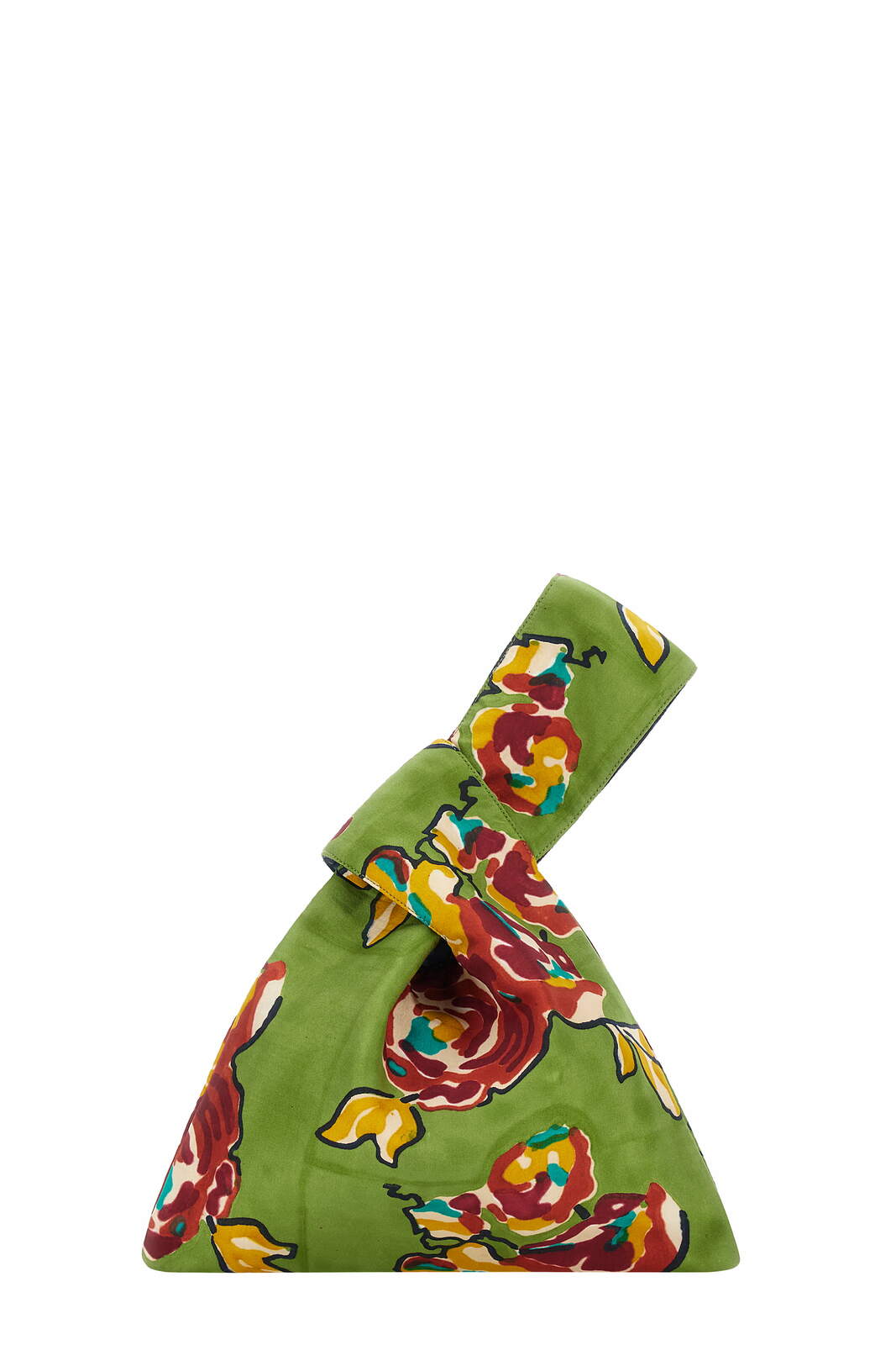 knot bag silk--orihime tartan olive green