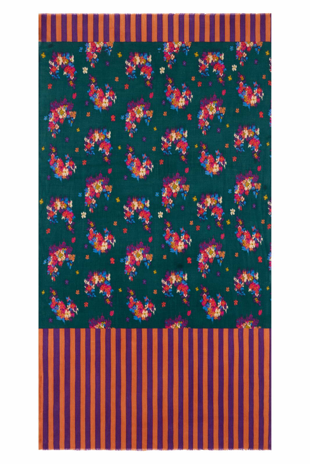 stole wool silk 100x200cm--ginza bouquet forest