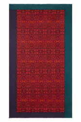 stole wool silk 100x200cm--kasuri damask rust