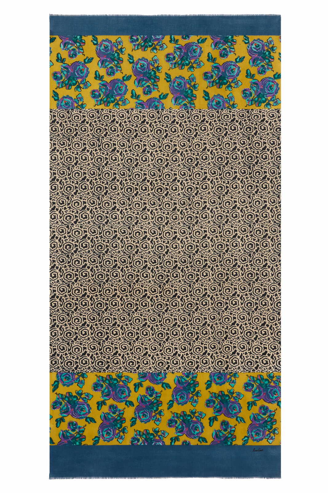 stole wool and silk 100x200cm--orihime spiral black