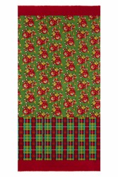 stole wool and silk 100x200cm--orihime tartan olive green
