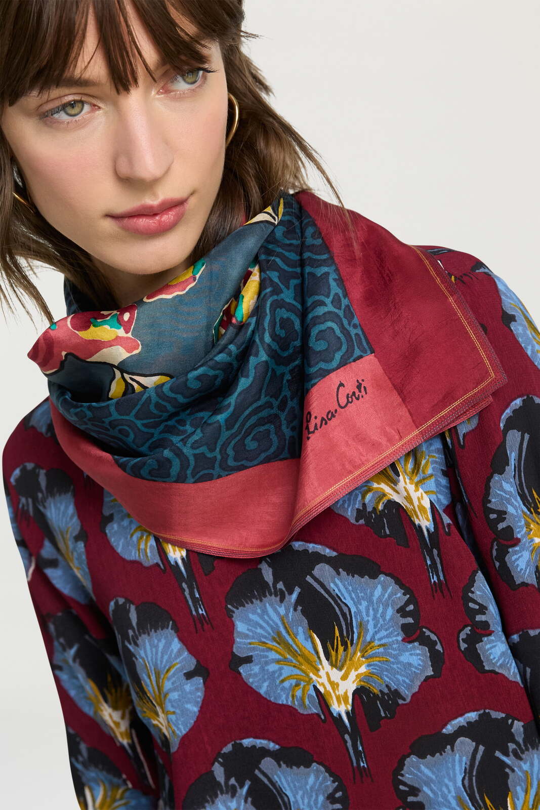 foulard 100x100 habutai silk--orihime spiral sugar