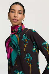 foulard 100x100 habutai silk--orihime tartan fuxia