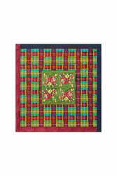 foulard 100x100 habutai silk--orihime tartan olive green