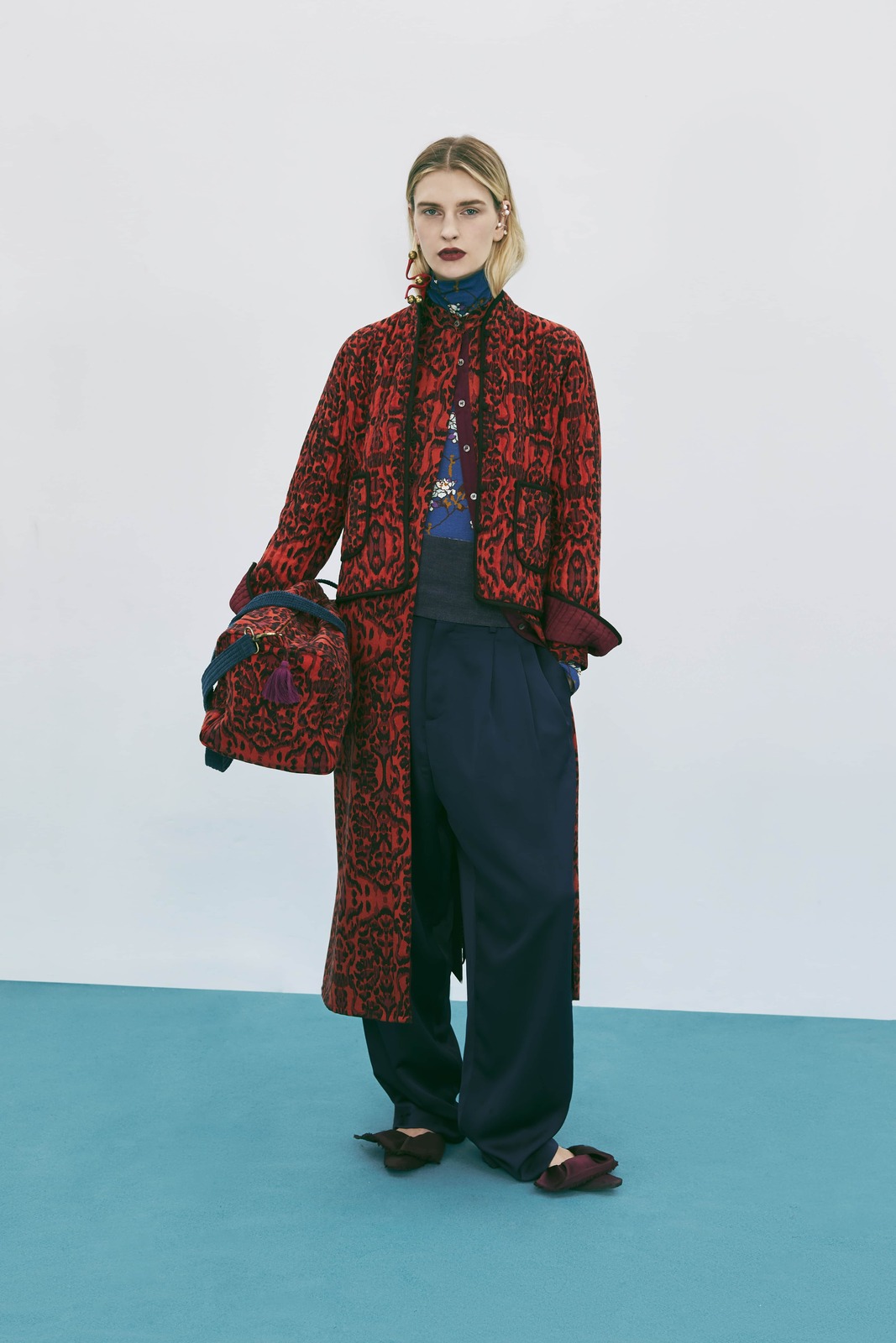 wool weekend bag matti--kasuri damask rust