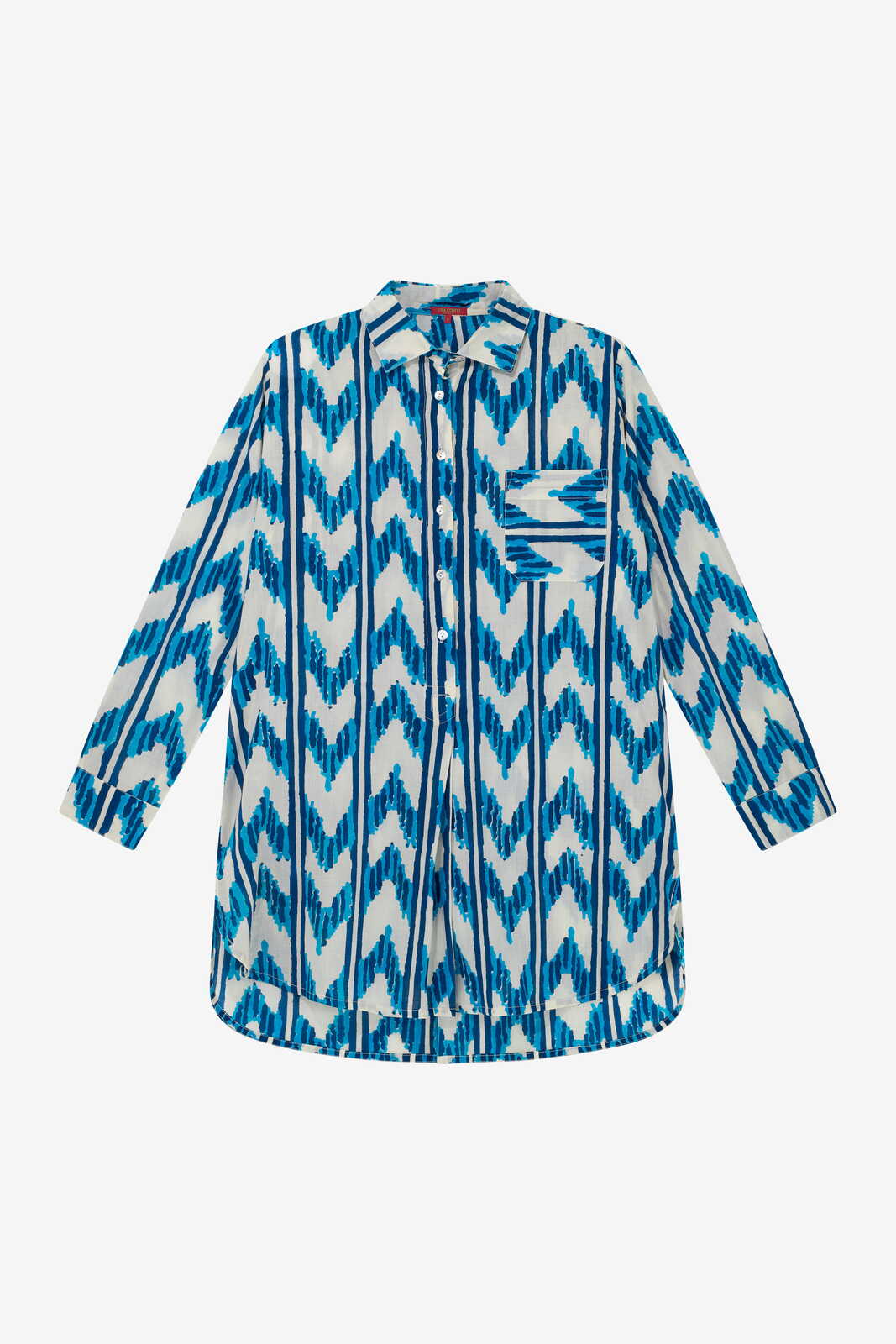 ube shirt-- ikat arrow blue