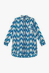ube shirt-- ikat arrow blue