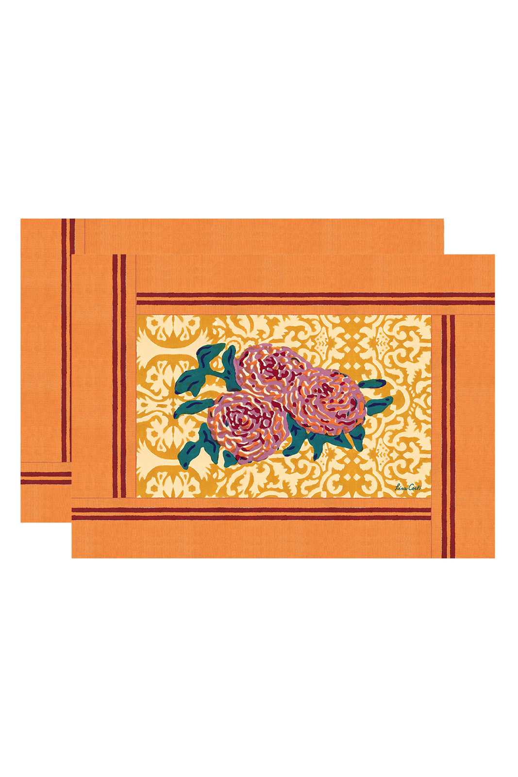 set of 2 cotton placemats 35x48cm--dam dam lilac gold