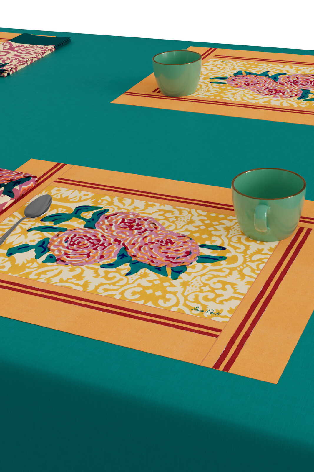 set of 2 cotton placemats 35x48cm--dam dam lilac gold