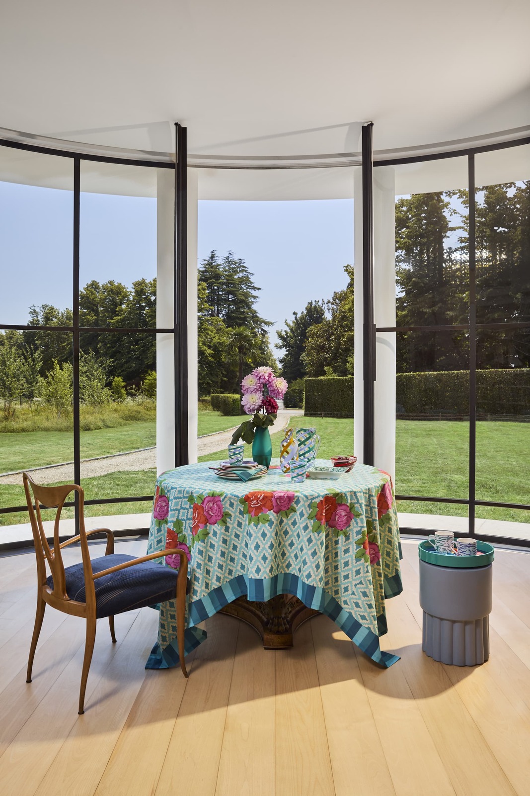 cotton cloth 220x350cm--hima big flower turquoise