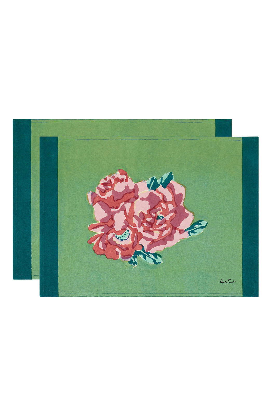 set of 2 cotton placemats 35x48cm--nina rose mint 