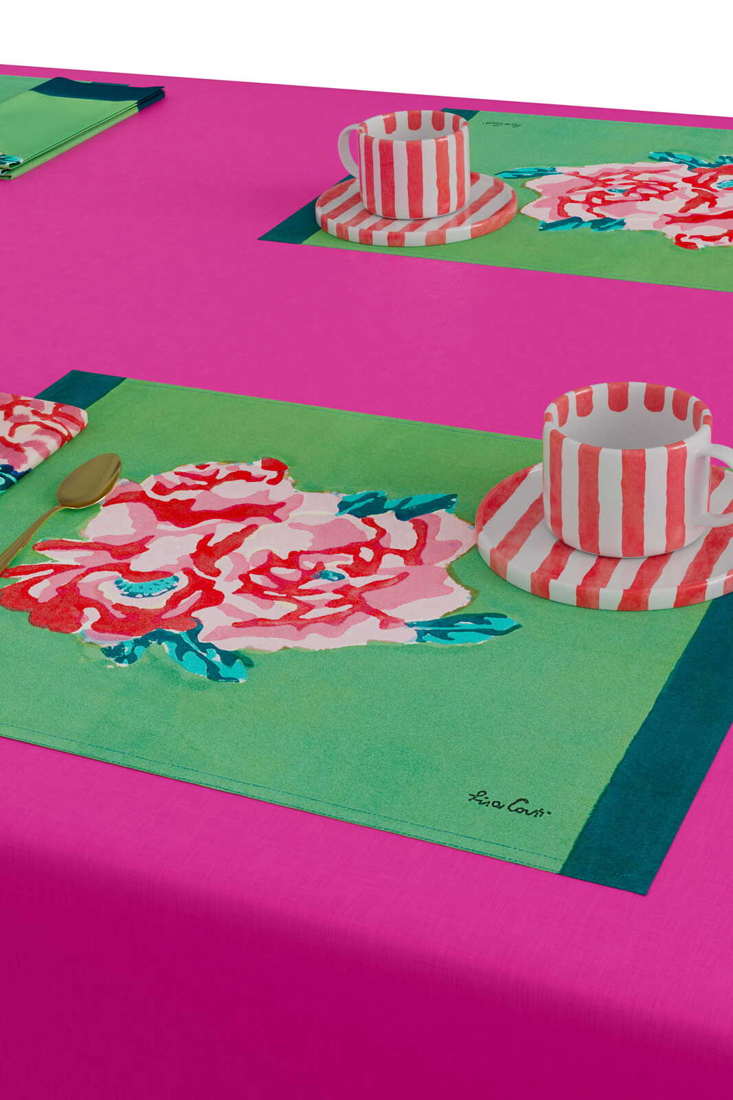 set of 2 cotton placemats 35x48cm--nina rose mint 