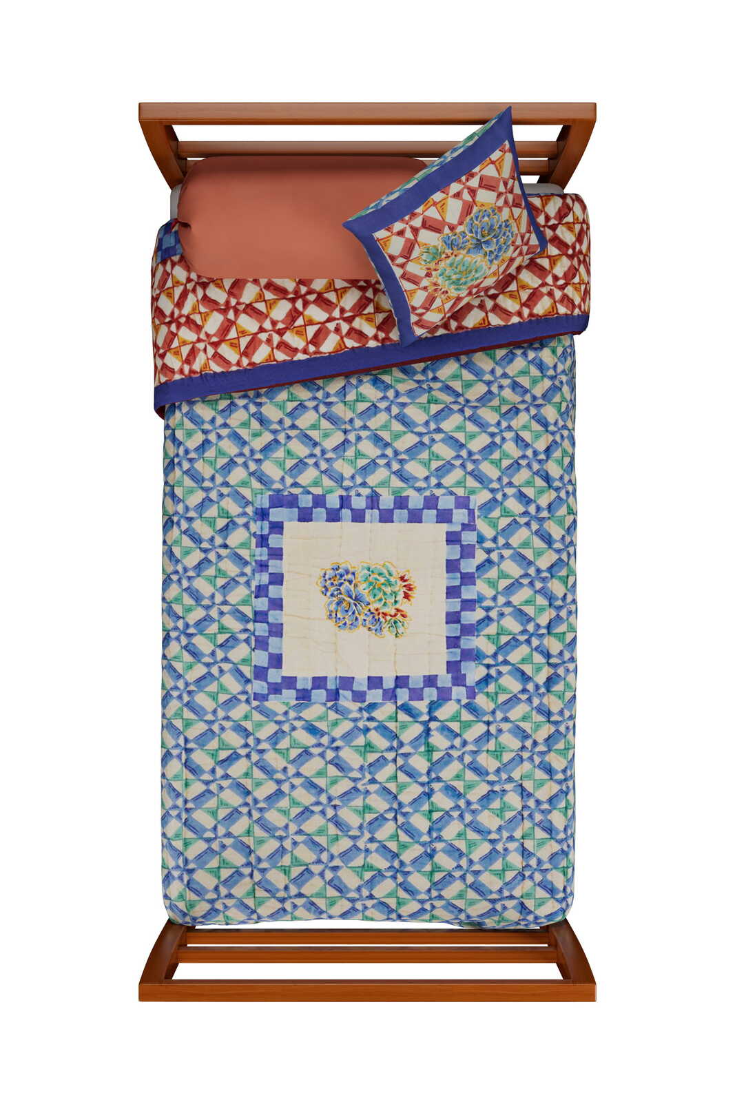 reversible quilt 180x270cm--positano red tiles